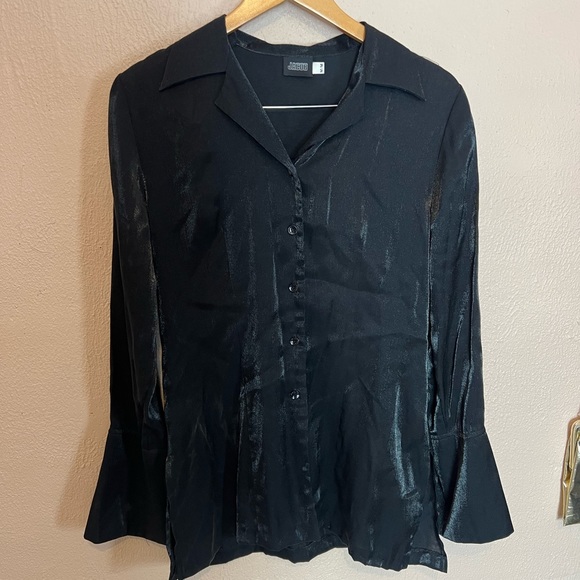 Absolutely Stunning Vintage Jacob Blouse in Shimmer Black Size M - Picture 2 of 4